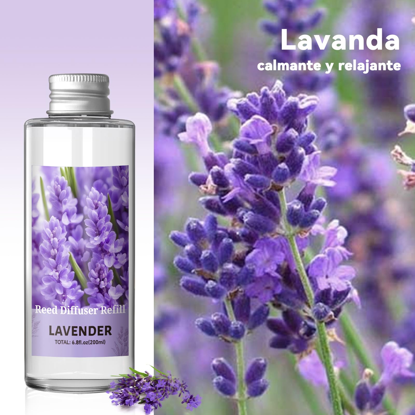 SCENTORINI Difusor De Fragancia para Habitación Lavanda 200ML Recambio De Aceite Esencia, Ambientadores De Hogar Fragancia Duradera para El Hogar, Baño y Decoración De Habitación