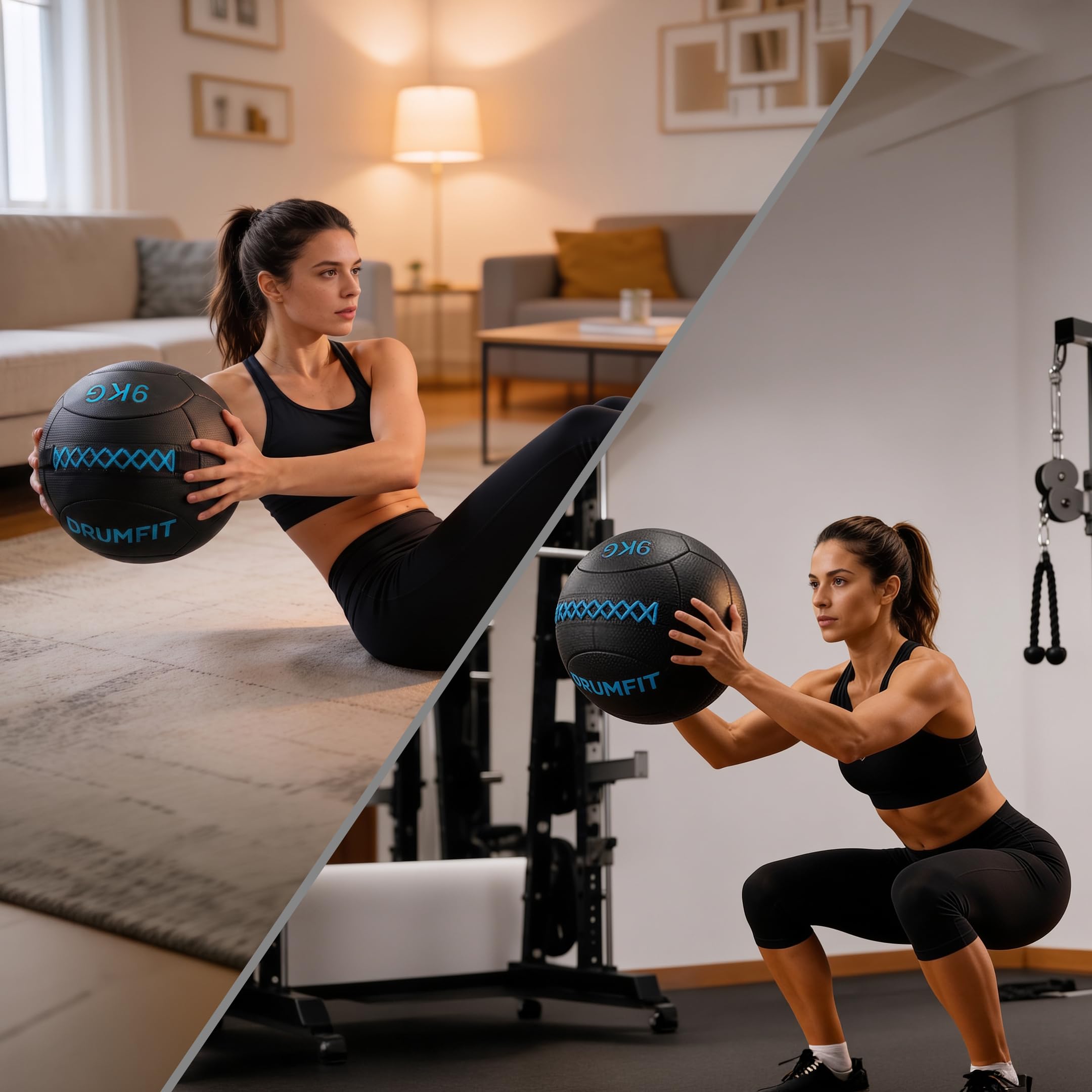 Cecotec Ballon Médicinal - Wall Ball - Drumfit WALLPRO-KV 9 kg. Rembourrage en Sable et Kevlar, Résistant à l'eau et à la Transpiration, Coutures Renforcées, Idéal pour la Force et Le Cross Training