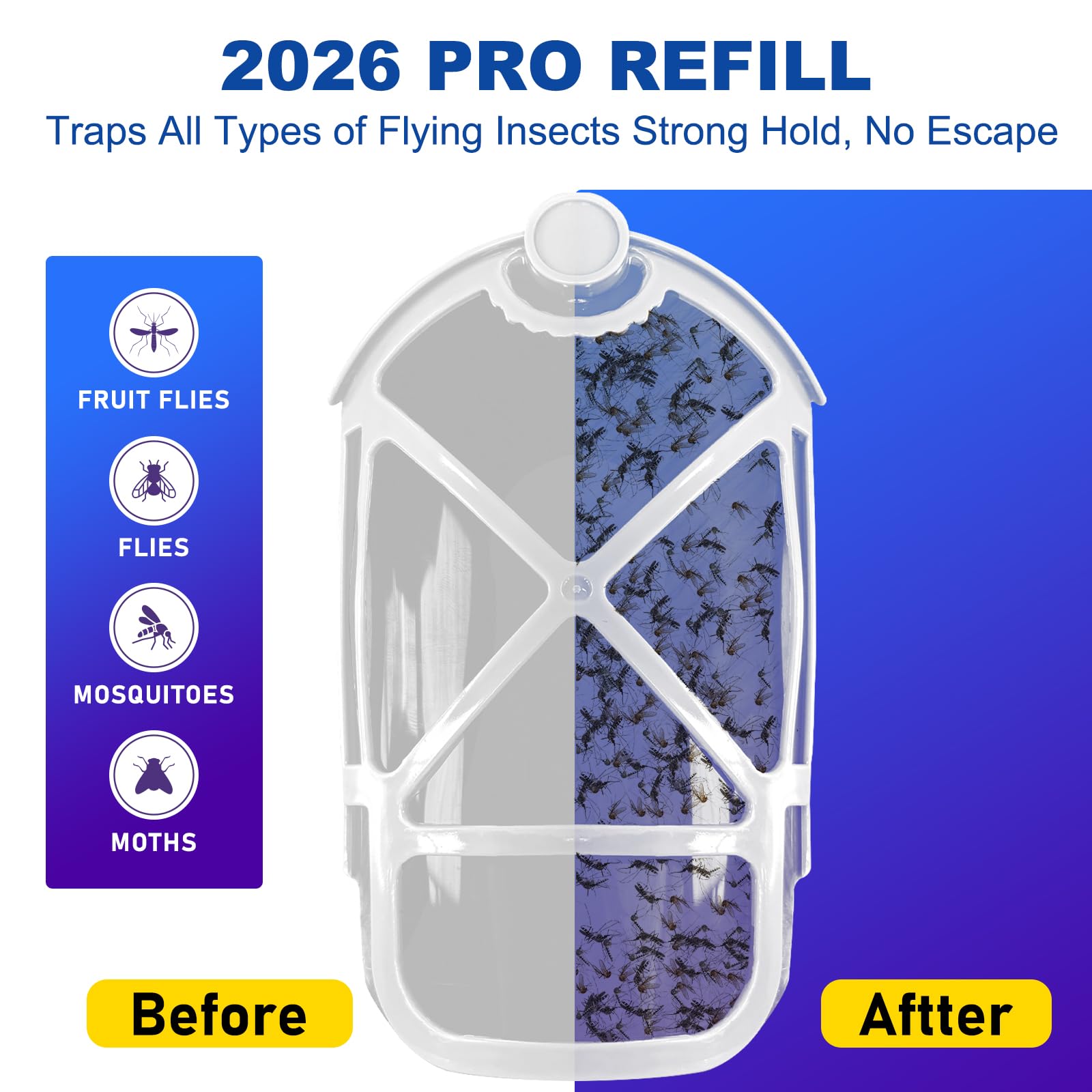 16 Pack Refill Cartridges, 2026 Upgraded Flying Insect Trap Refills Compatible with Flying Insect Trap Indoor Light M364 M364A Fully Compatible Size (16 Refill Cartridges) — view 3