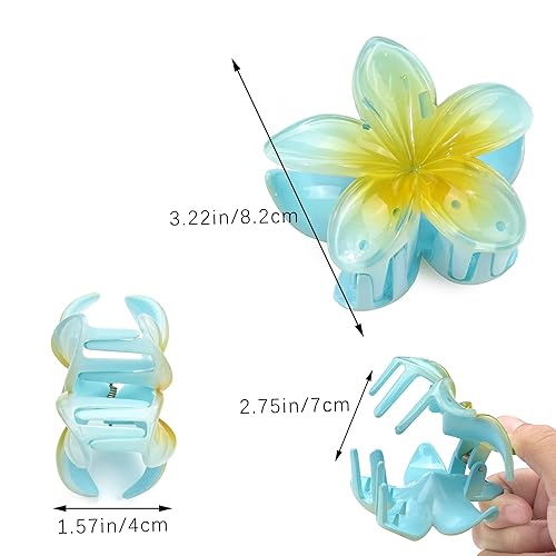 Miniatura 2 de 7 pinzas hawaianas para cabello grueso, pinzas de flores grandes para plumeria, pinzas de hibisco, accesorios para el cabello para mujeres