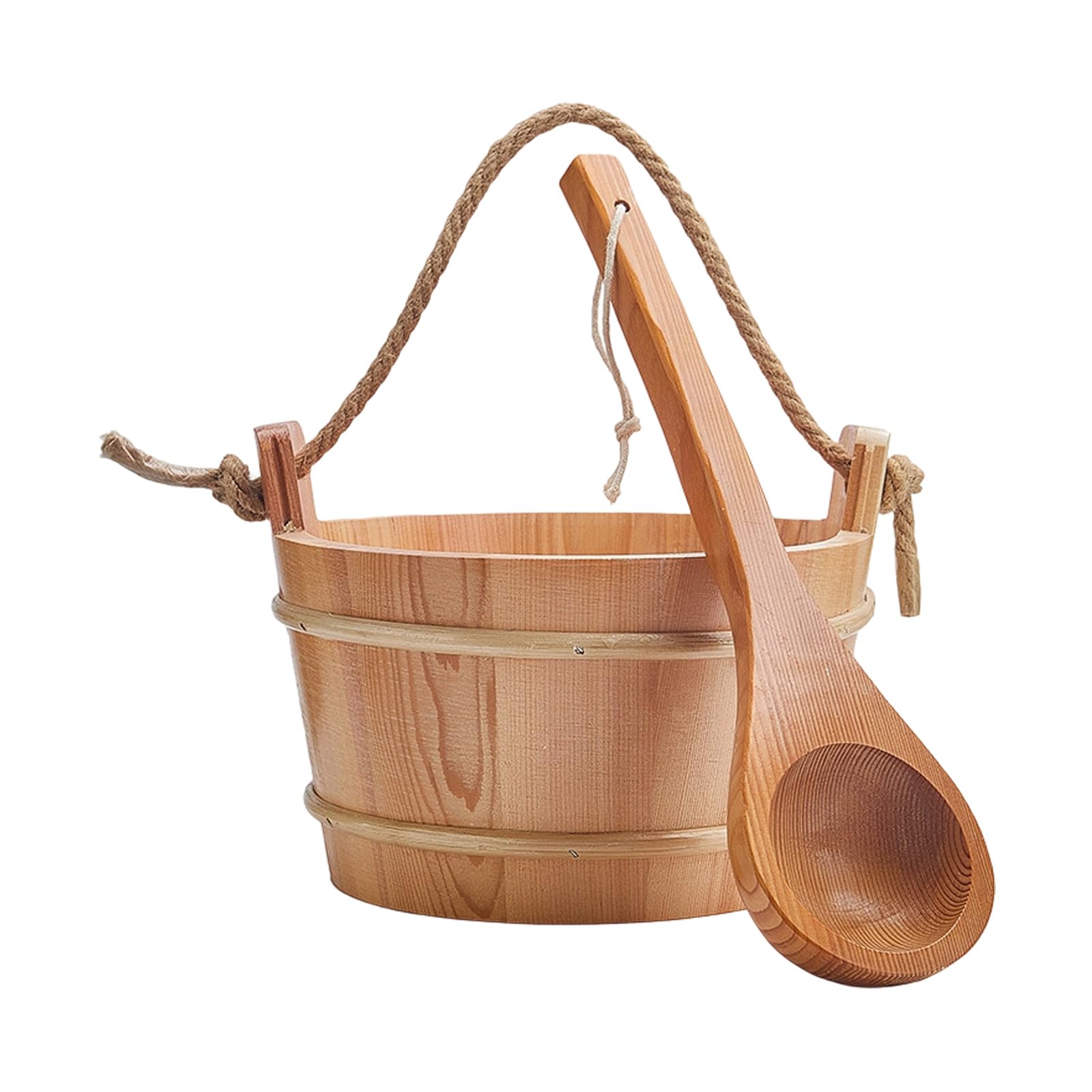 Multipurpose Wooden Tub Barrels 4L Large Portable Tool for Bath and Sauna Room Enduring Practical Sauna Water Bucket and Ladle