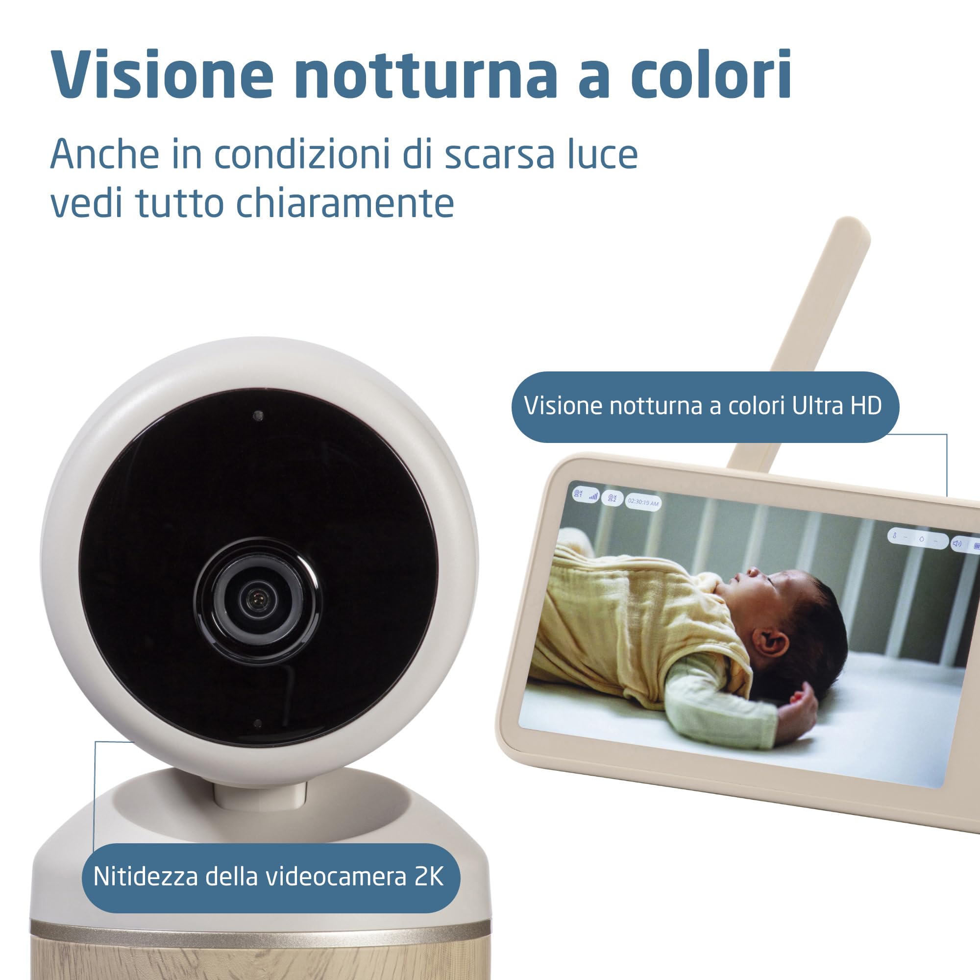 Maxi Cosi See2 Plus Baby Monitor Video, Audio e Visione Notturna, Connettività App, CryAssist, Video Ultra HD (2K), Display 5.5’’, Termometro e Igrometro, Parte di Maxi-Cosi Connected Home
