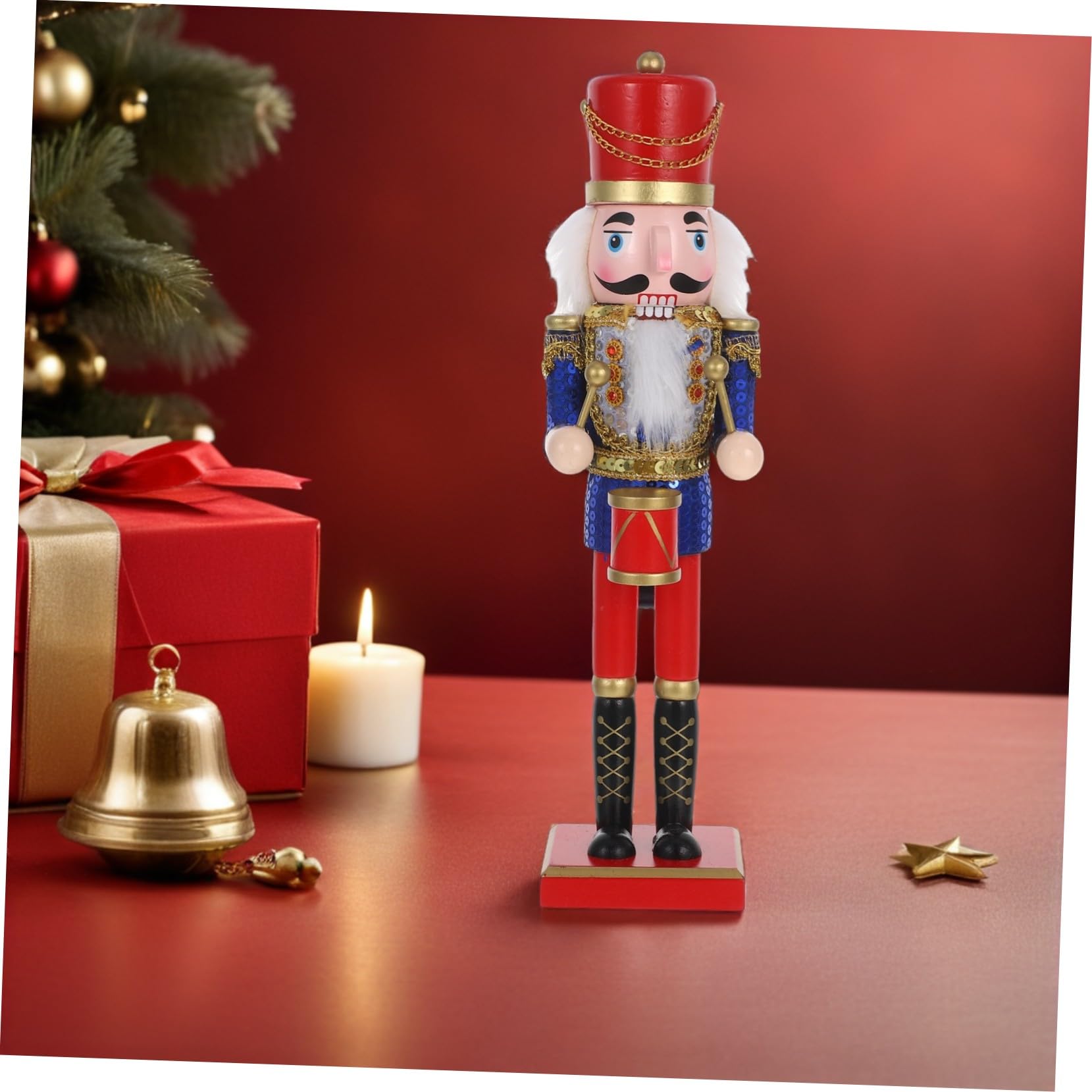 ULTECHNOVO Nussknacker Soldat Figur aus Holz Traditionelle Weihnachtsdeko Dekorative Statue für Schreibtisch und Regal