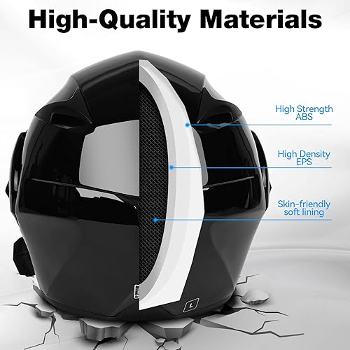 Miniatura 4 de Casco modular Bluetooth para motocicleta, aprobado por DOT, doble visera, abatible, de cara completa, con Bluetooth, casco de motocicleta integrado