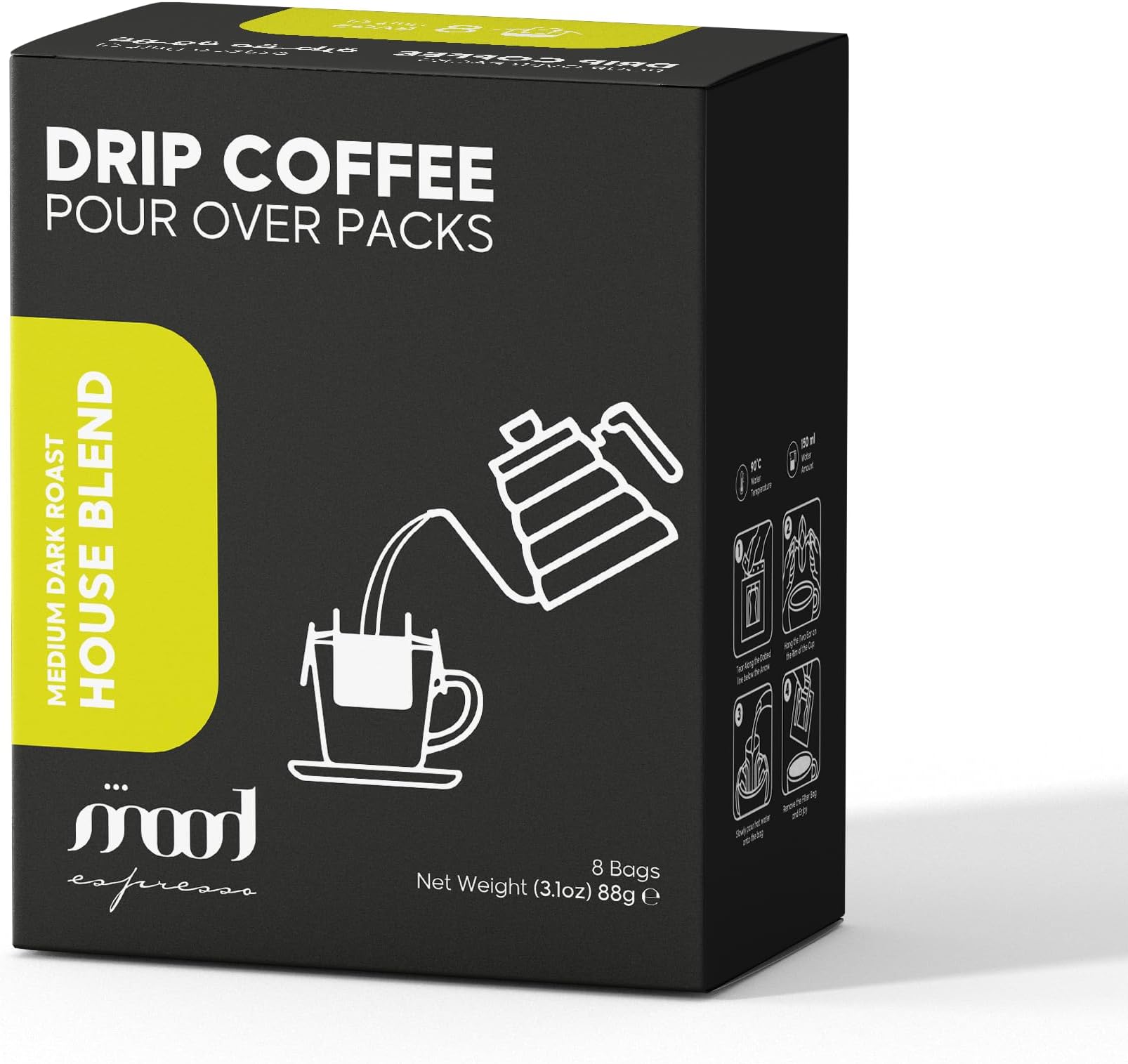 Medium Roast Drip Coffee, House Blend, 8 x 11g Sachets - Made in UAE
