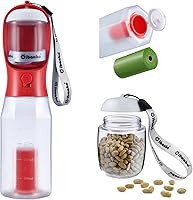 Vista 16 de Botella de agua para perros con contenedor de alimentos y soporte para bolsa de excrementos, cuenco de agua de viaje, dispensador portátil