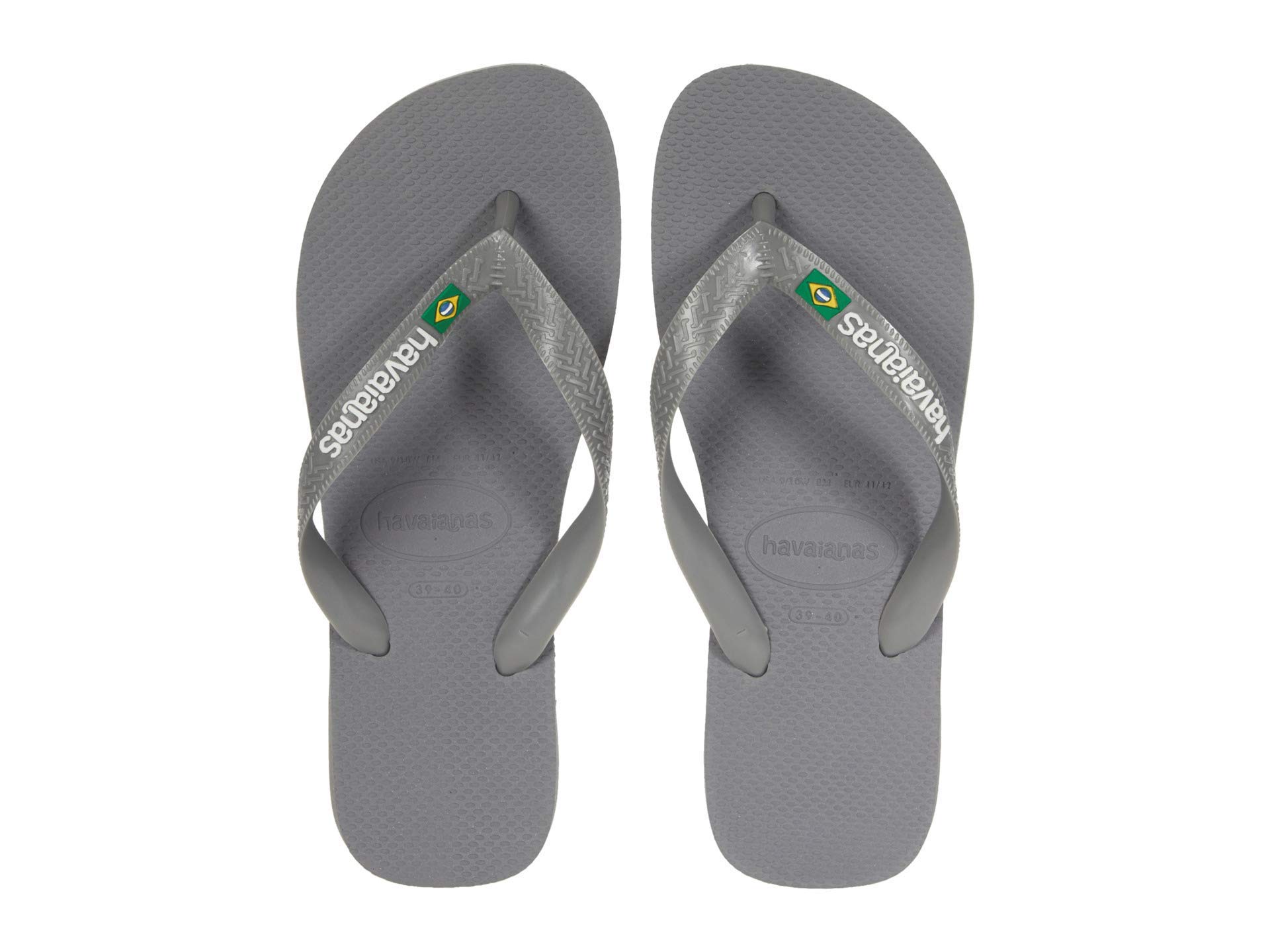 Havaianas Brazil Logo Flip Flops Steel Grey/Grey 41/42 Brazil (US Men's 9/10, Women's 11/12) M
