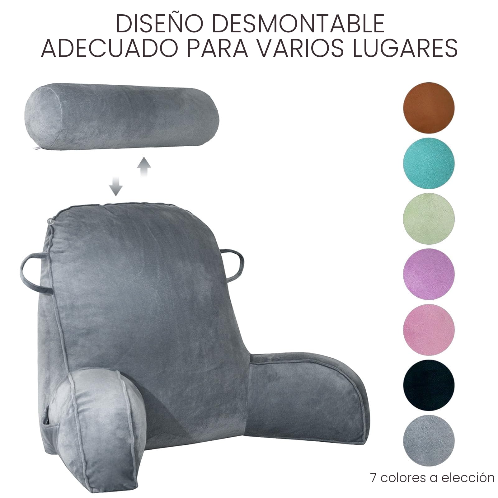 MINGPINHUIUS Cojín de lectura XL para cama y sofá con cojín cervical extraíble, cojín de espalda ideal para adultos con espuma viscoelástica para leer cómodamente, trabajar, jugar, ver la televisión