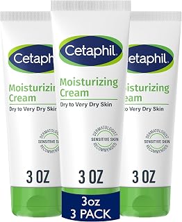 Cetaphil Moisturizing Cream for Dry to Very Dry Sensitive Skin, 3 oz Pack of 3 - Fragrance Free, 48-Hour Hydration, Non-Greasy