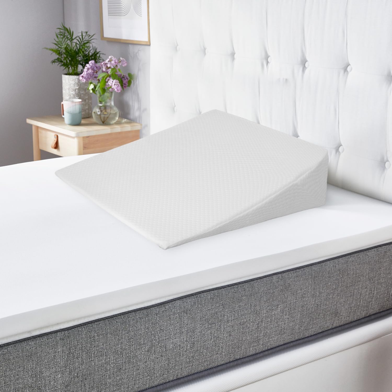 PIKOLIN Cuscino Antireflusso Memory Foam Ergonomico a Forma di Cuneo, Migliora la Digestione e la Respirazione - Certificato Oeko-Tex - Fodera Traspirante Rimovibile e Lavabile