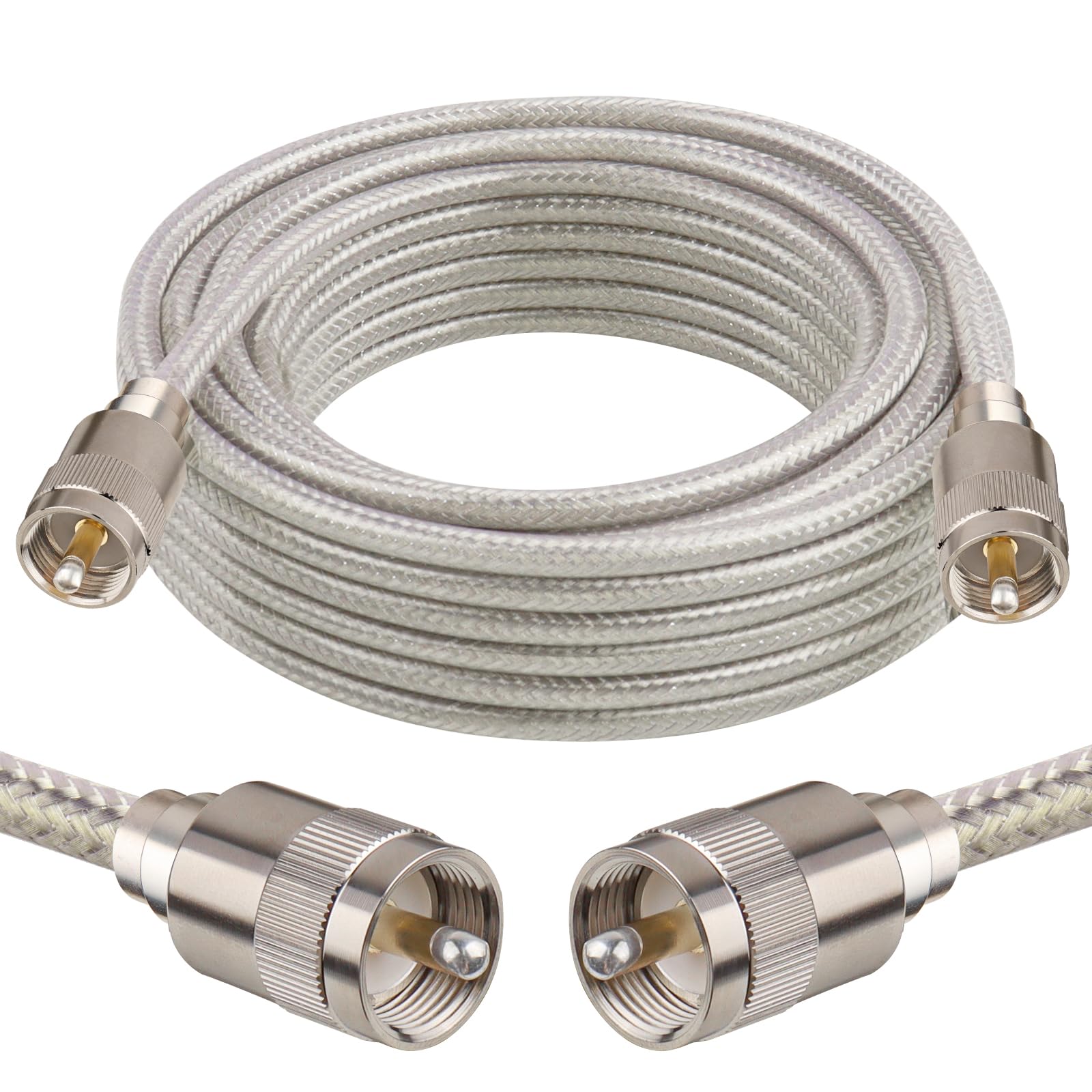 CB Coax Cable,RG8x Coaxial Cable 25ft,RG8X Stranded Core UHF PL259 Male to Male Low Loss CB Antenna Cable 50 Ohm for HAM Radio,Antenna Analyzer,Dummy Load,SWR Meter