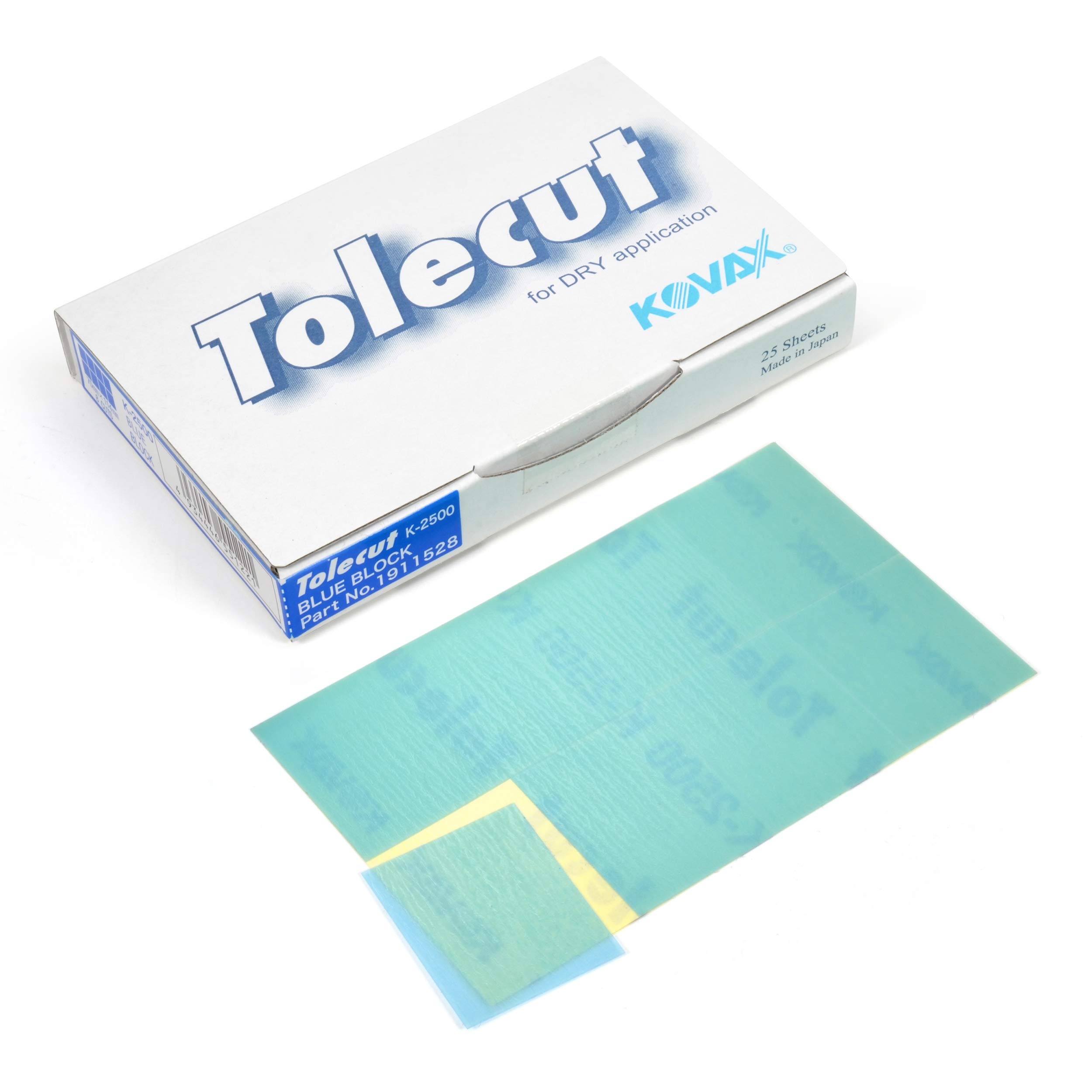 Eagle Abrasives Tolecut PSA 8-Cut Block Sanding Sheets, Blue, Aluminum Oxide Grit 2500, 25 Sheets, Compatible with Sanding Block, Paint, Metal, Plastic