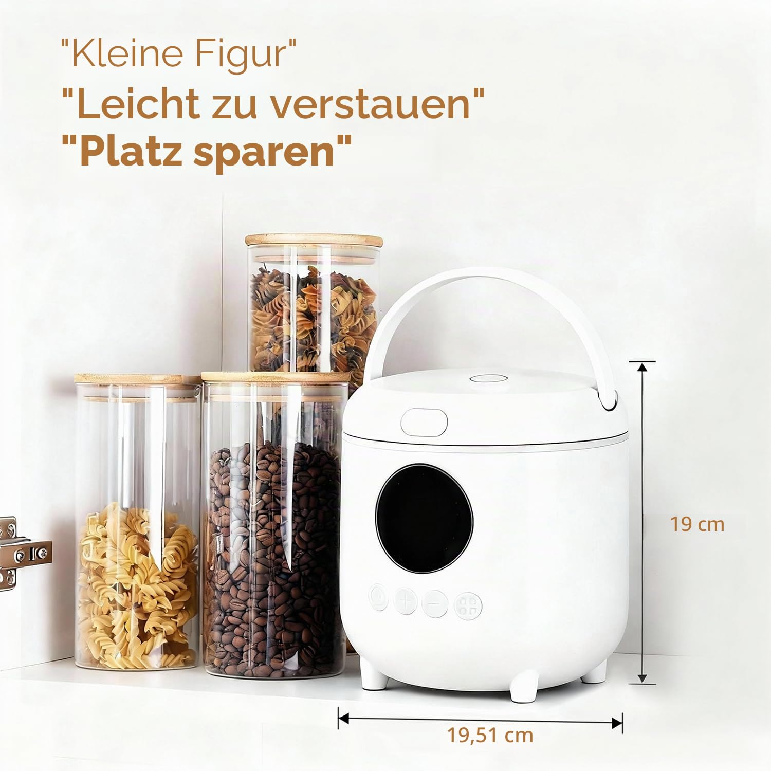Reiskocher Klein, 3 Tassen (für 1-3 Personen), 6-in-1 Multikocher mit Slow Cook, 300W, Kompakt, Weiß