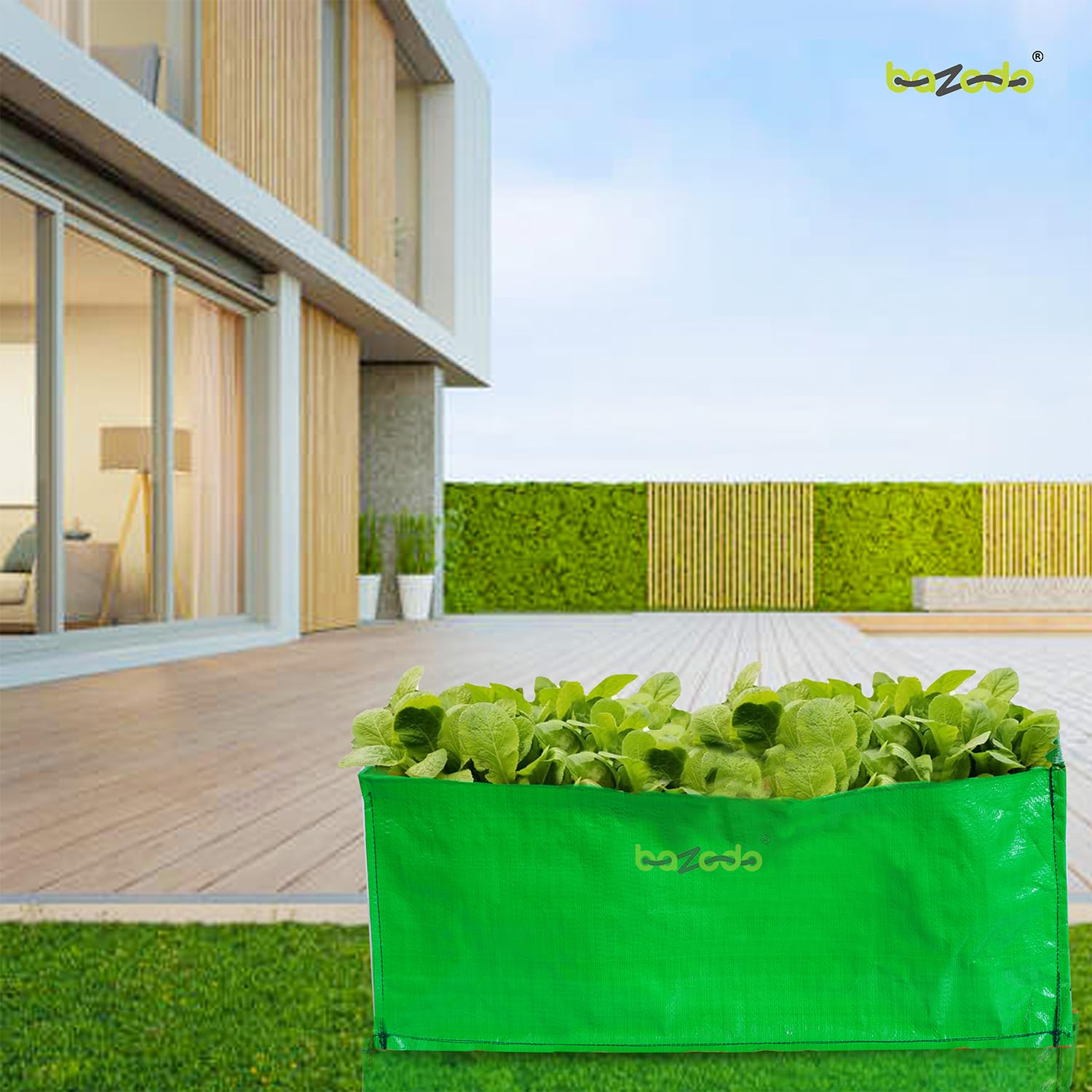 BAZODO HDPE Grow Bags 5 Nos Size 24 x 12 x 9 inch Terrace/Kitchen Garden Vegetable Planting Pots, HDPE Fabric Leafy Fruits Growing Containers for All Vegetable Plants 1