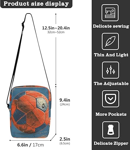 Miniatura 3 de Vintage Soccer Red-and-blue messenger bags Shoulder Bag crossbody purses for women Woman Handbag Shoulder Strap Adjustable Strap for Casual Casual