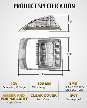 rima　0617 Amazon.com: Partsam Cab Light, 5Pc 17LED Dual Color Square