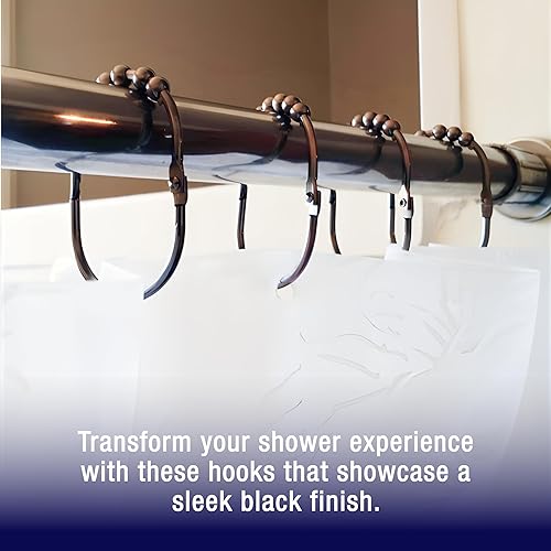 Miniatura 6 de 2 Lb. Depot Juego de 12 anillos anchos para cortina de ducha, fáciles de deslizar y a prueba de óxido, ganchos de cortina de ducha de acero