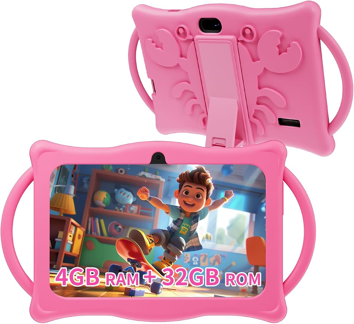BYANDBY Tablet for Kids | 7 inch | Android 12 | Parental Control | Kids Tablet | 4GB+32GB+2TB Expand | Shockproof Case | Dual Camera | Eye-Friendly Screen | Educational | Games | Blue