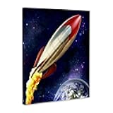 3dRose, Rocket shooting through space around Earth, Museum Grade Canvas Wrap 14x11