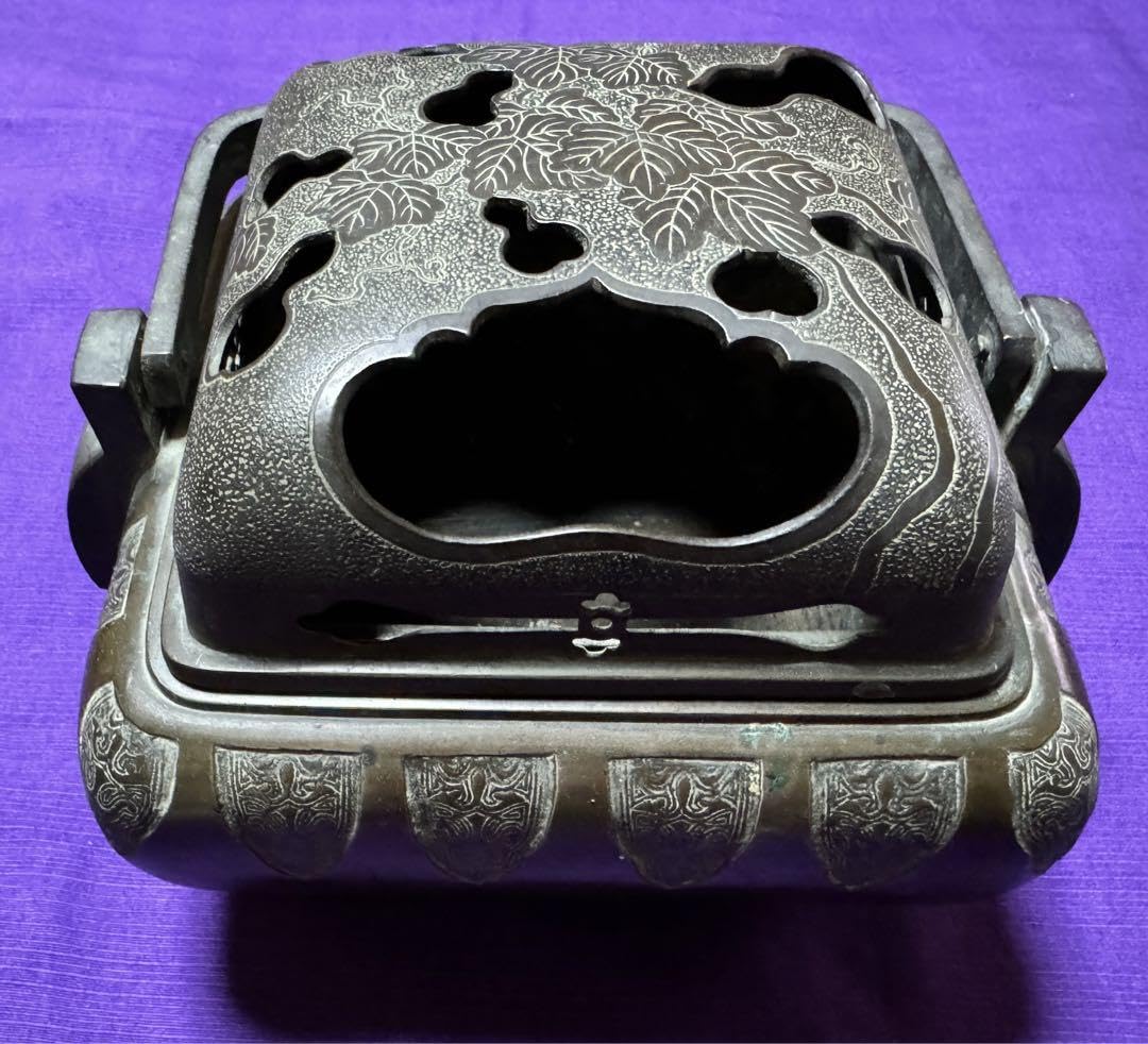 Amazon｜時代物 手提げ香炉 古銅製 瓢箪透かし 大型香炉 出来｜仏壇用 