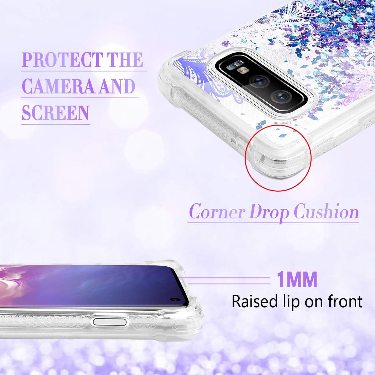 Caka Case for Galaxy S10e Floral Glitter Case Flower Pattern Series Luxury Fashion Bling Flowing Liquid Floating Sparkle Glitter Soft TPU Protective Case for Samsung Galaxy S10e (Gradient Lace)