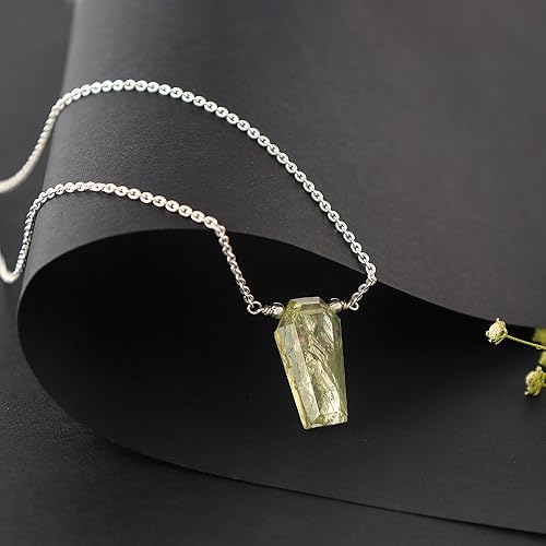 Miniatura 8 de Natural Strawberry Quartz Coffin Shape Necklace, Polished Gemstone, Energy Healing Crystals, Gift for Her, Birthday, Gemstone Jewelry 18 inch