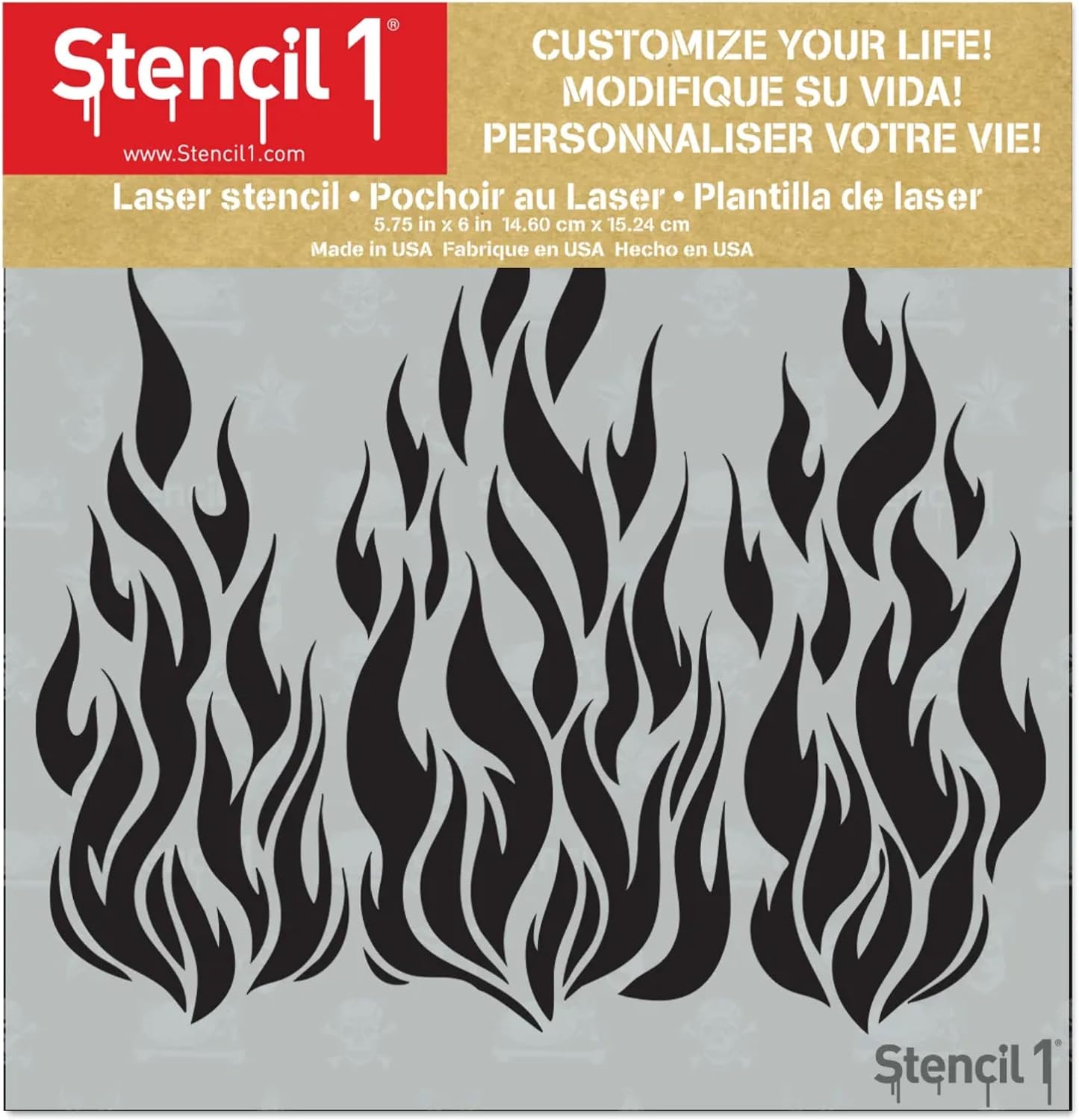 Stencil1 Flames 5.75" x 6" - Durable Quality Reusable Stencils for Painting - Create Stencil Crafts and Decor - Decor on Walls Fabric & Furniture Recyclable Art Craft