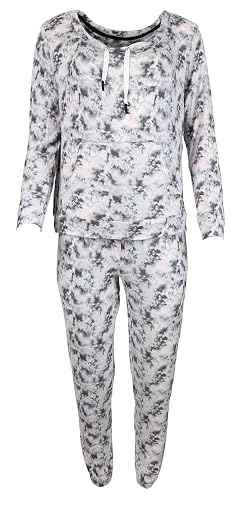 Womens Pajama Lounge Set Super Soft Cowl Neck Long Sleeve and Hacci Jogger Pants