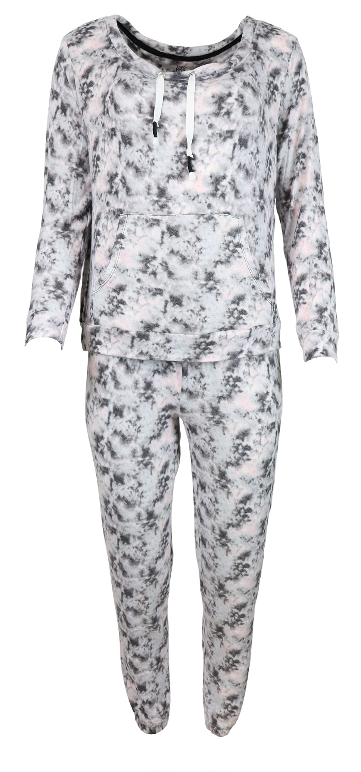 Womens Pajama Lounge Set Super Soft Cowl Neck Long Sleeve and Hacci Jogger Pants