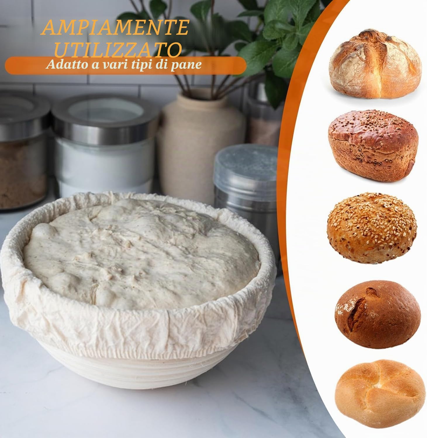 6 cestini rotondi per pane bannetone per lievitazione naturale, banneton cestino pasta, ciotola per lievitazione, regali per artigianato