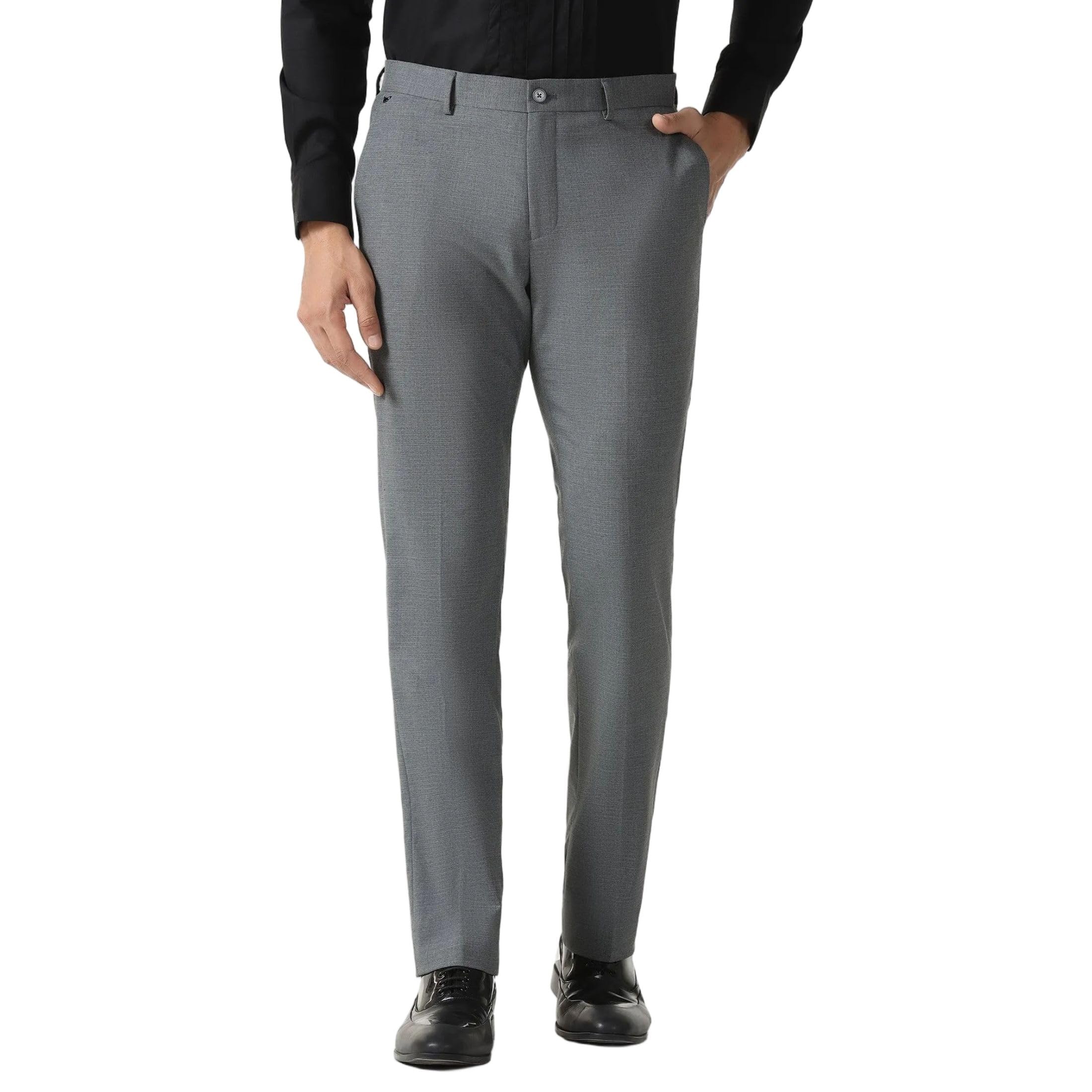 blackberrys Men's Polyester Blend Textured Skinny Fit Formal Trousers-picture-27