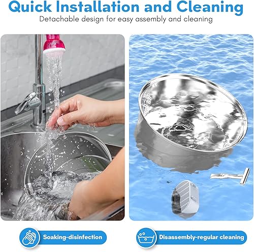 Miniatura 7 de GPOSY - Fuente de agua para gatos, fuente para gatos de 108 oz3.2 L, dispensador automático de agua para perros con luz LED y sistema de filtración