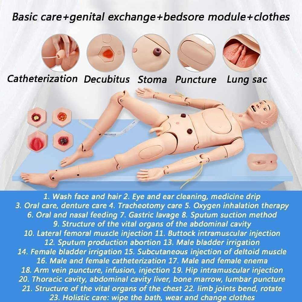 TUOZHE Corpo Pieno Manichino in PVC Adulto Professionista Simulatore per la Cura del paziente con manichino di addestramento alla RCP per la Formazione Medica Infermieristica