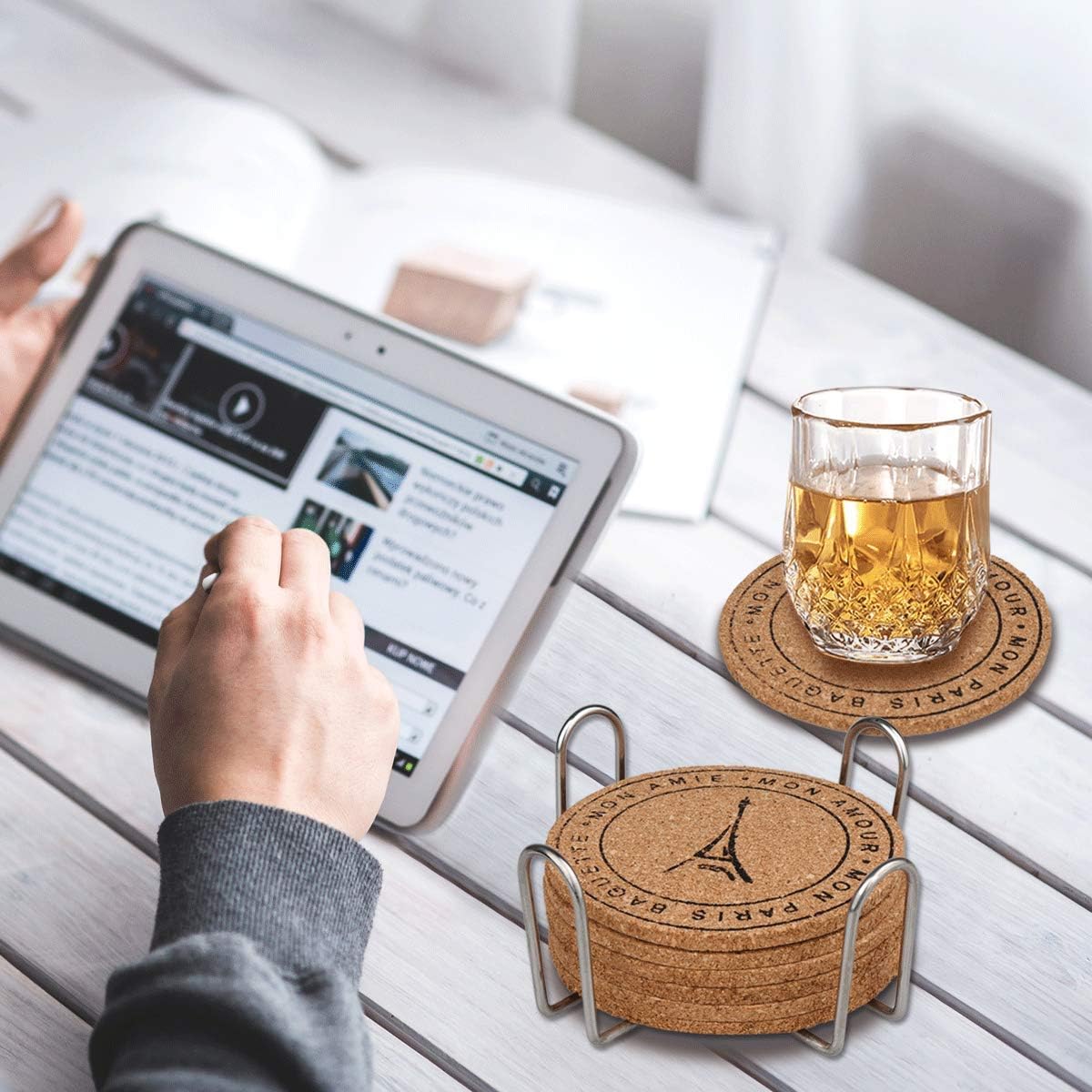 Uр Tо 50% оƒƒ iziusy 2 Pieces 4.5 Inch Stainless Steel Coasters Holder Storage for Both Round and Square Coasters, Hold Up 4 to 7 Coasters