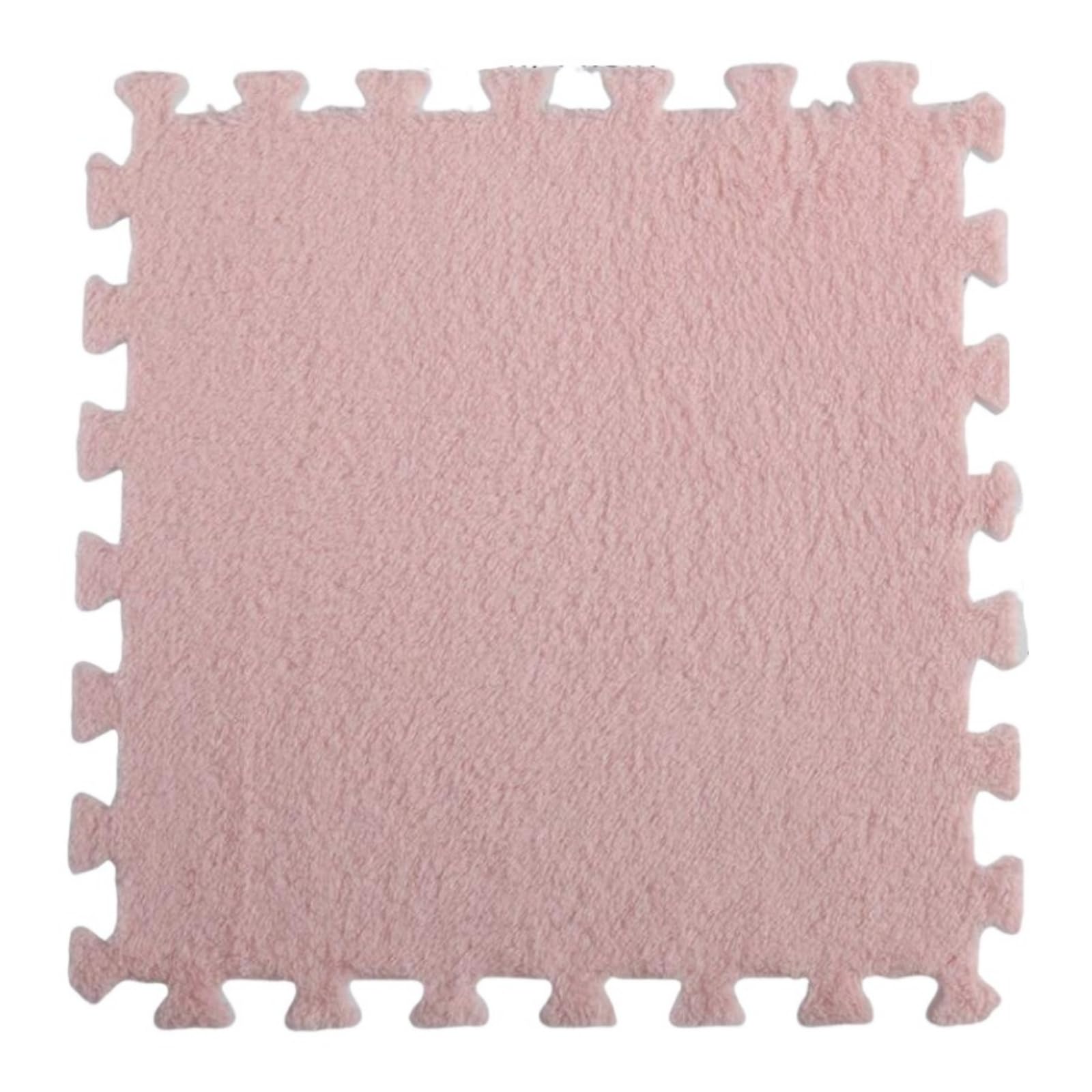 Hiseng 5/10/20 pcs Interlocking Foam Floor Tiles 30x30cm, Squares Puzzle Carpet Tiles Plush Floor Mats Soft Shaggy Foam Rug for Kids Bedroom Living Room Home Decoration (Pink,5pc)