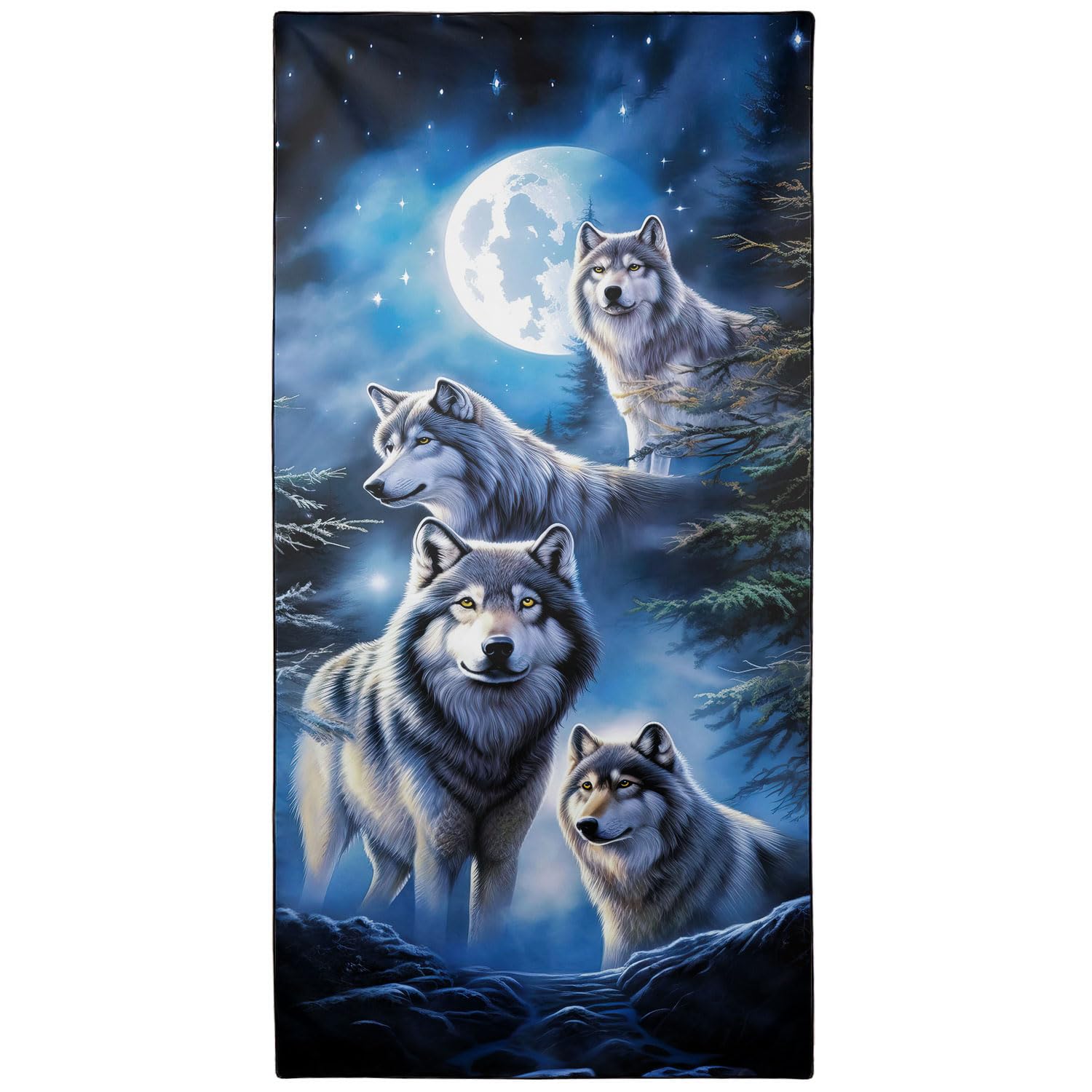 YISUMEI Moon & Wolves Beach Towels for Adults Extra Large 180 x 90 cm, Microfibre Quick Dry Towel for Travel Swimming Camping Sports