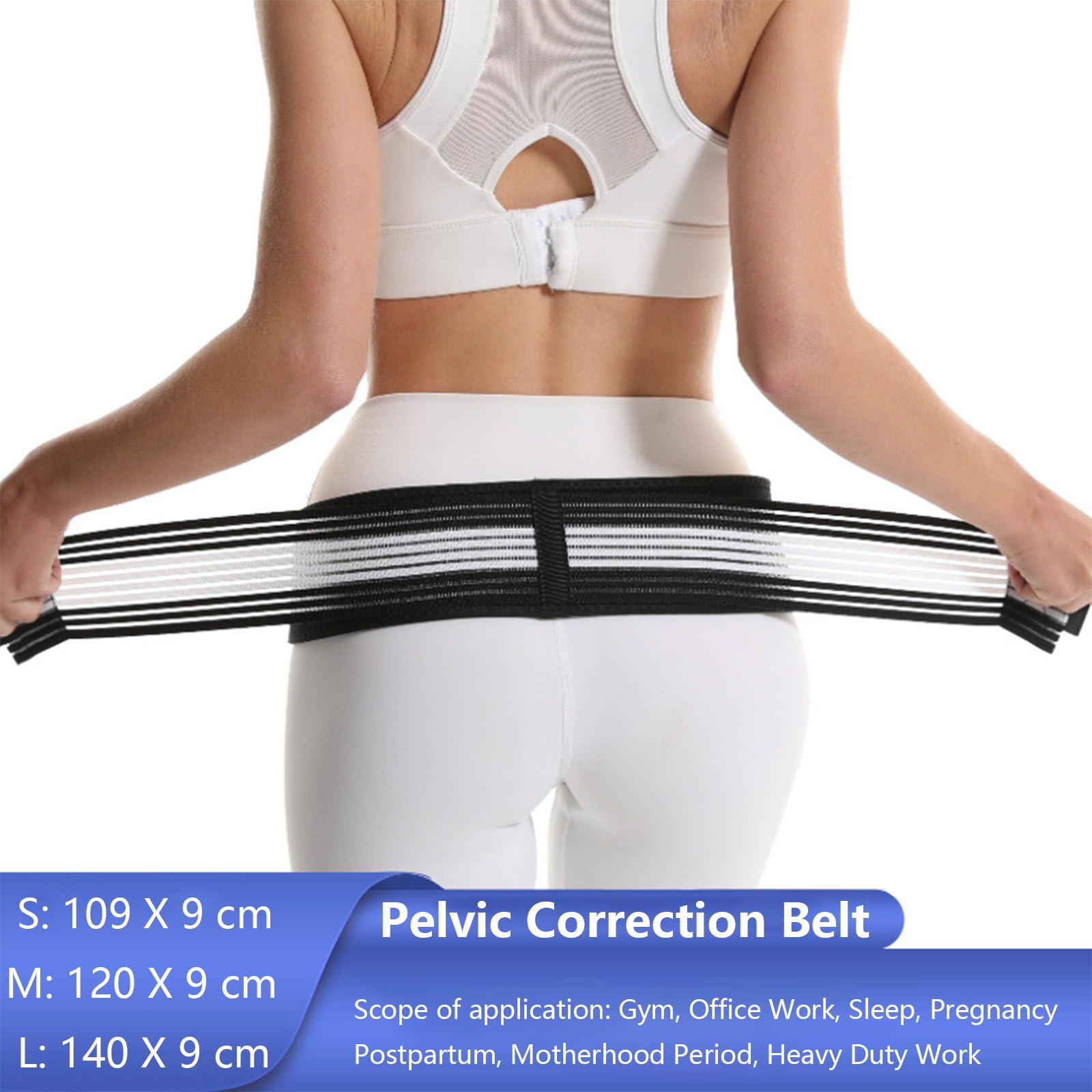 Dainely Belt 109 cm, zdrowy pasek, pasek po porodzie, antypoślizgowy, regulowany pasek wsparcia, oddychający pasek na dolną część pleców, dla kobiet i mężczyzn, Pelvic, Lumbar