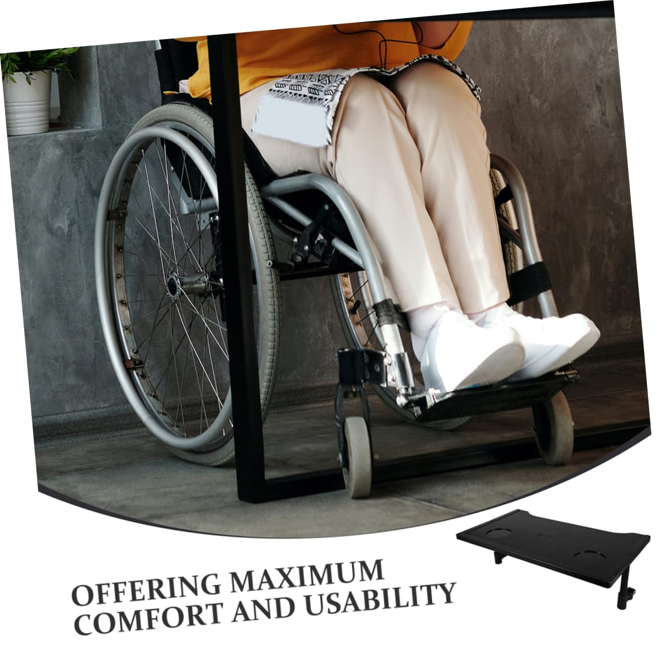Table à Manger pour Fauteuil Roulant Noire Abs, Lot de 2 Pièces