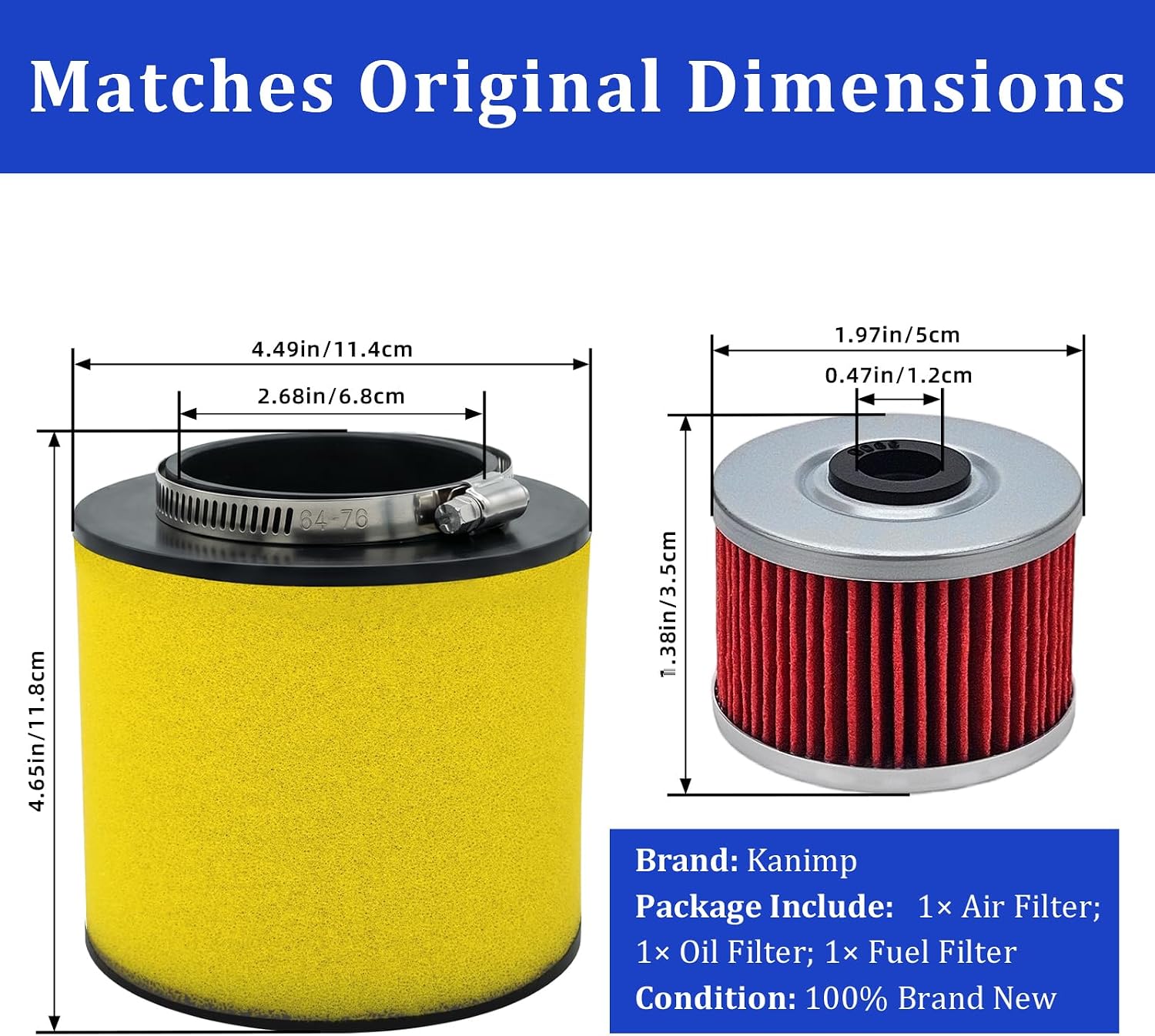 17254-HN5-670 Air Filter 15412-HM5-A10 Oil Filter Compatible with Honda Rancher 350 2000-2006/Rancher 400 2004-2007