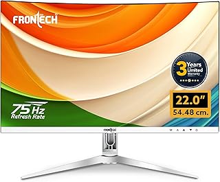 FRONTECH 22-inch (55.88cm), LED, FHD 1920x1080, 75Hz, White, 3500R Curved, Bezel Less Design, HDMI & VGA Ports Monitor (MON-0079C)