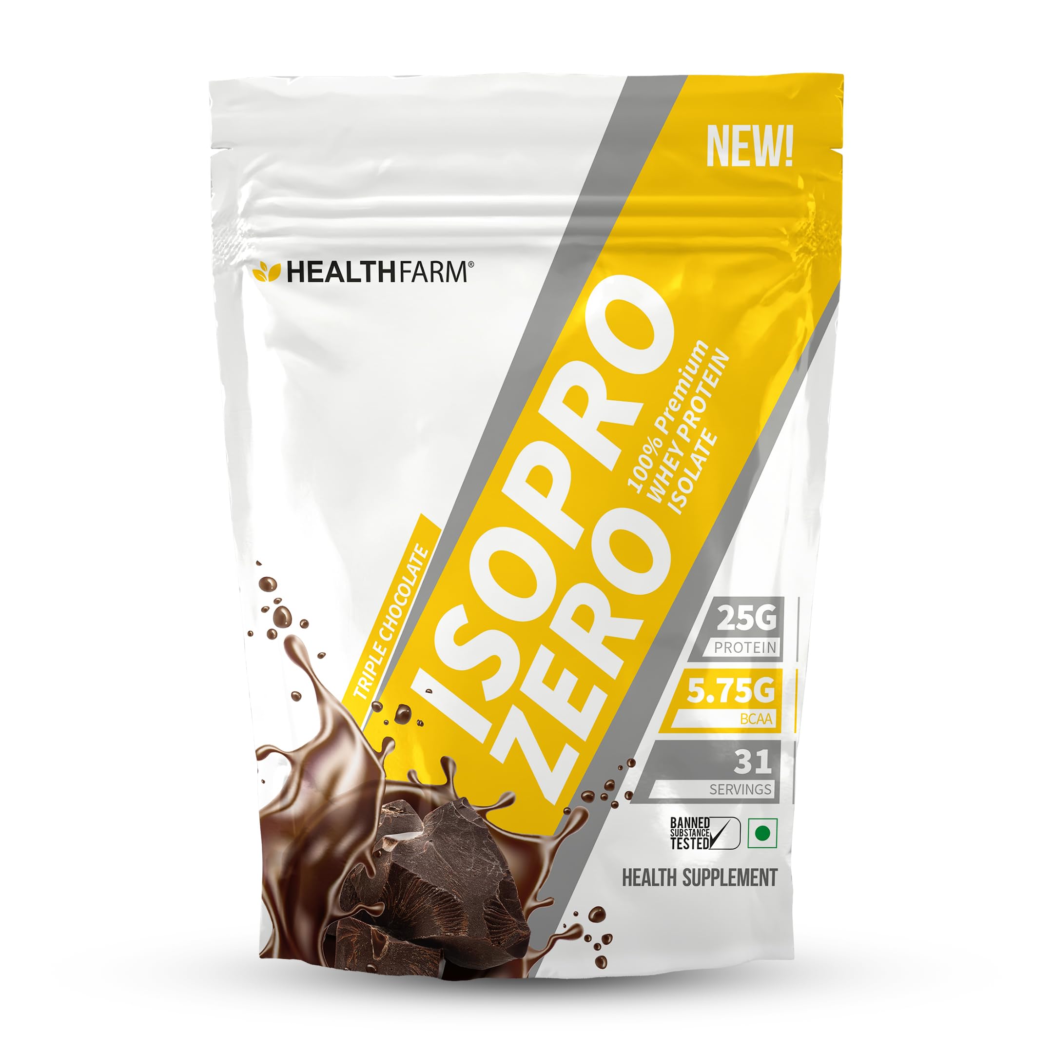 Isopro Zero | 100% Whey Protein Isolate | Fastens Muscle Recovery | Low Carb Formula | 25g Protein | Triple Chocolate | 1kg / 2.2 lbs