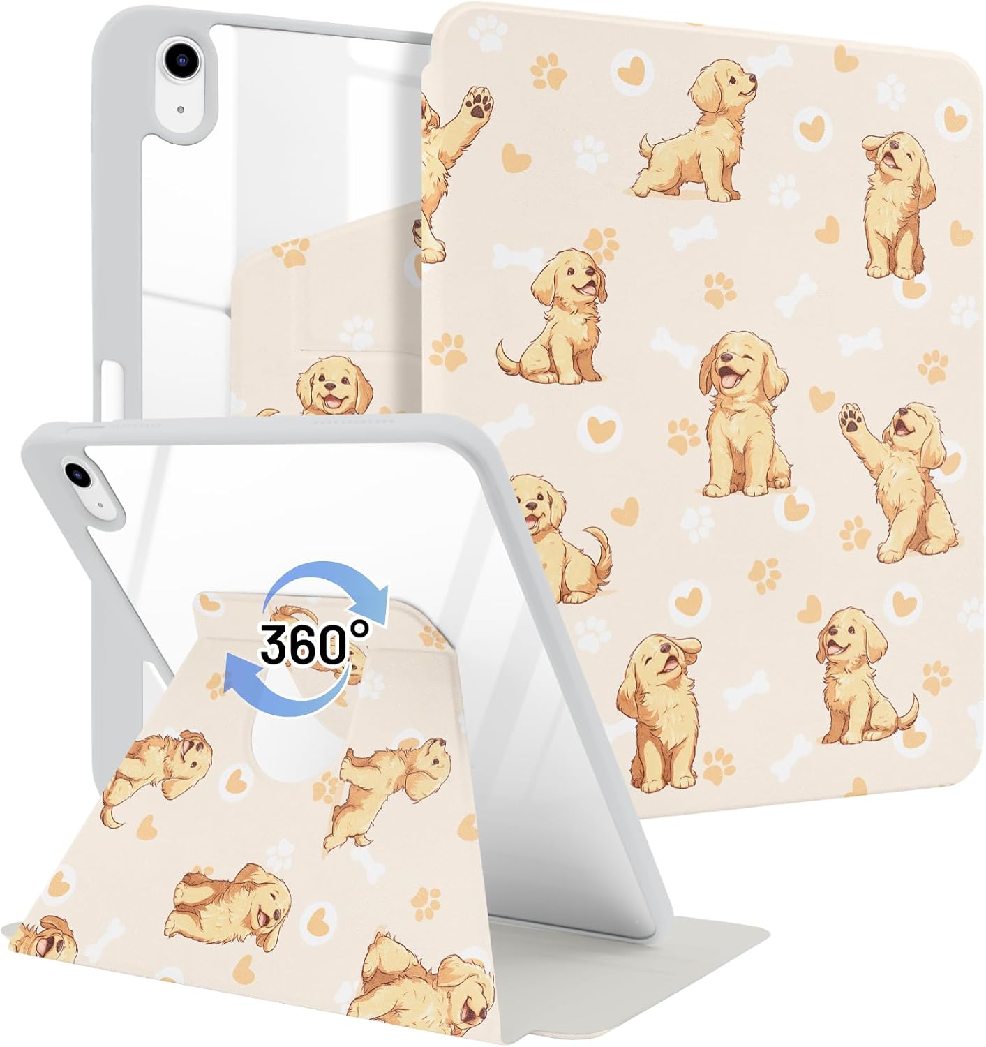 MrARTIST for iPad A16/10th Generation Case with Pencil Holder Cute, Dogs