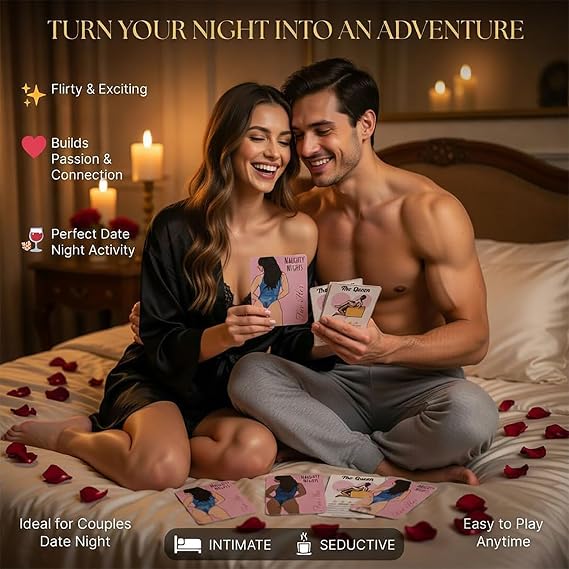 Couples Naughty Nights Romantic Cards - Scratch Off Position Challenges & Intimacy Game for Adults - Spicy Date Night Ideas & Bedroom Fun - Romantic Anniversary Valentine Gift for Him Her (For Him)