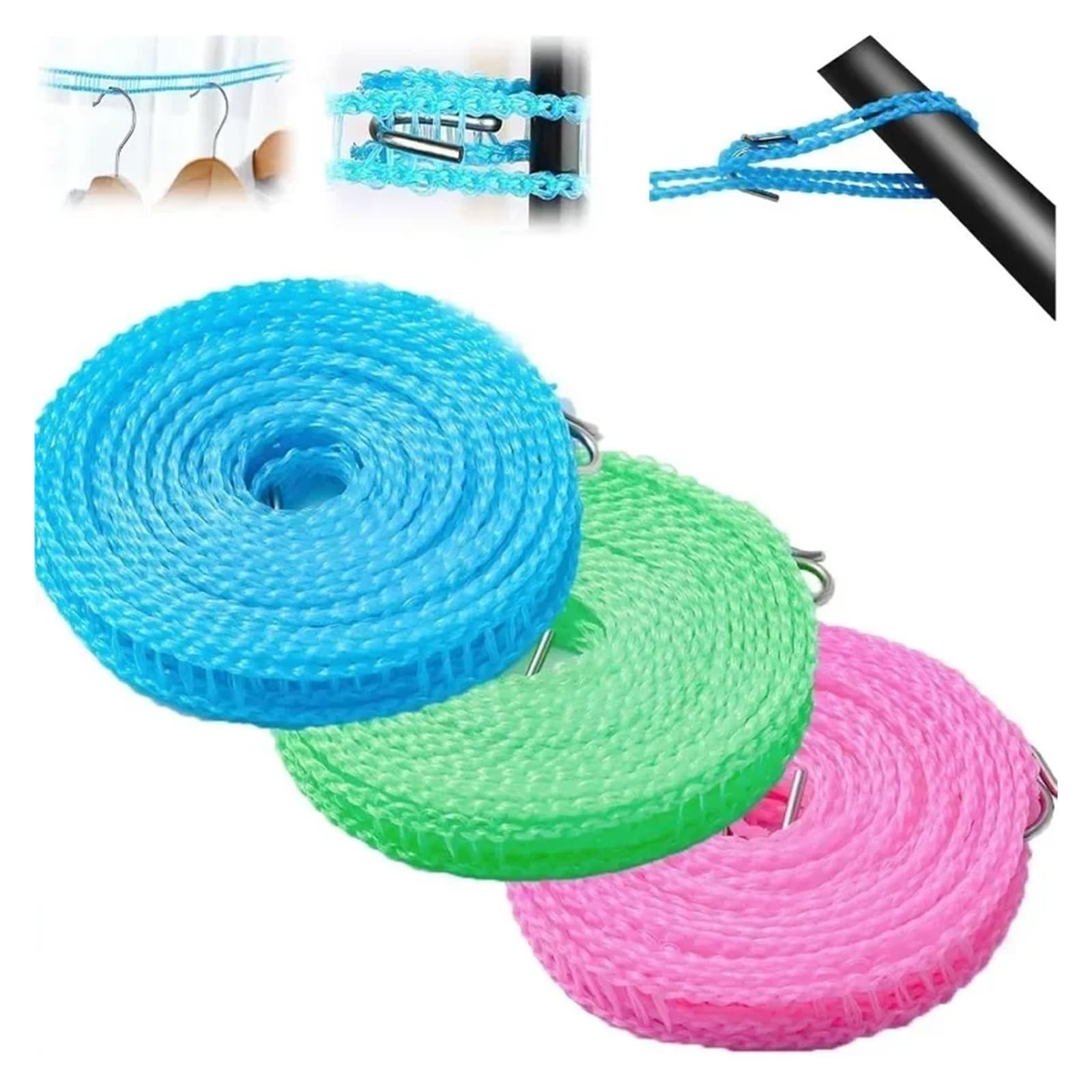 Tragbare Wäscheleinen Winddichtes Nylon-Wäscheleine-Seil Zaun-Wäscheleine Trocknen Quilt Seil(Type1,3M)