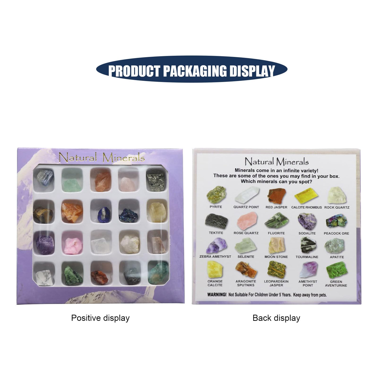 Caja de Especímenes de Mineral 20 Piezas, Piedra, Juego Científico
