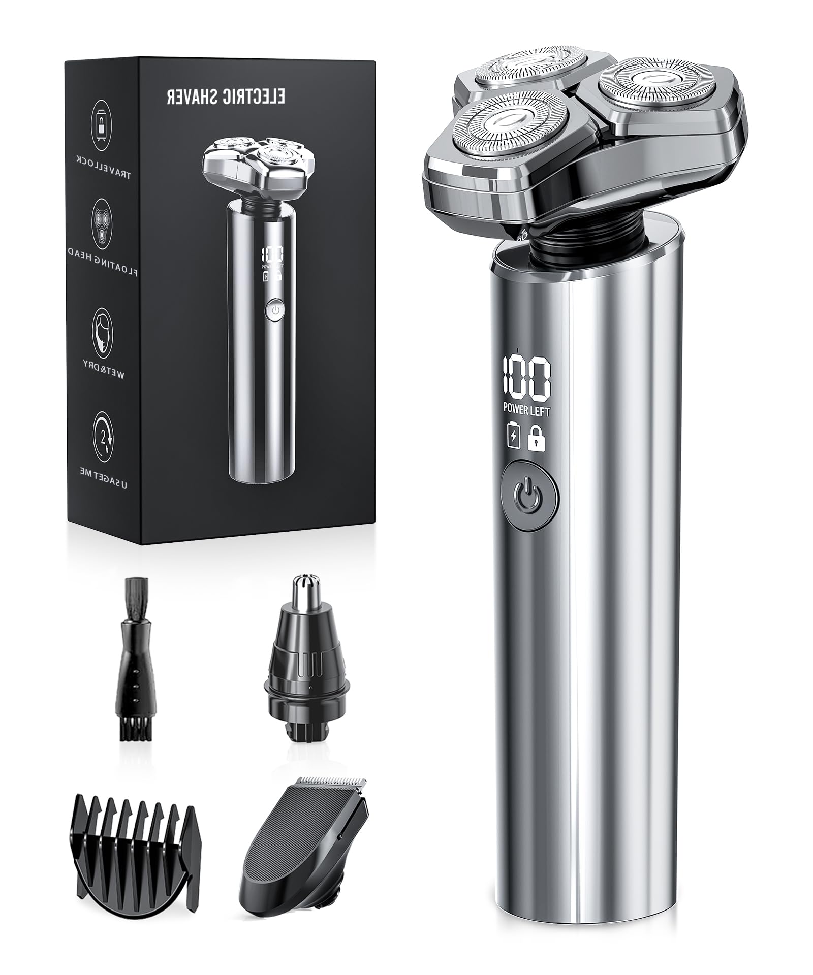 electric razor for men10000rpm high-speed motor ipx8 waterproof usb fast charging 5-min quick charge amp travel lockblackampgray