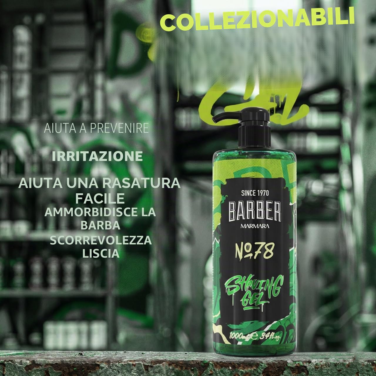 barber marmara Gel da barba da uomo n. 78 - Gel da barba trasparente da 1000 ml - Shaving Gel Men - rasatura precisa dei contorni della barba - non schiuma,raffredda la pelle