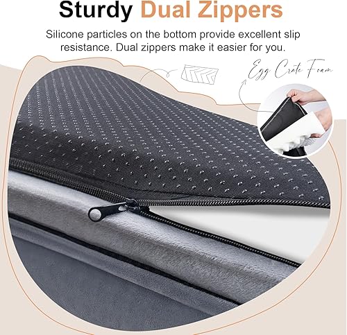 Miniatura 5 de Cama ortopédica lavable para perros grandes cama XL con cojines de apoyo para perros grandes, cama impermeable de espuma tipo caja de huevos, sofá