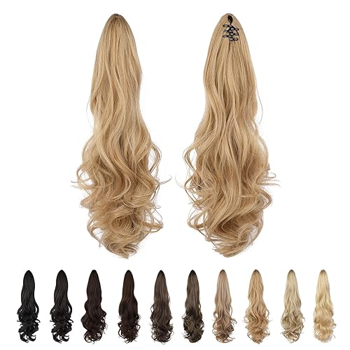 SEIKEA Extensión de cola de caballo de 24 pulgadas larga rizada ondulada cola de caballo natural suave extensión de cabello sintético para mujer