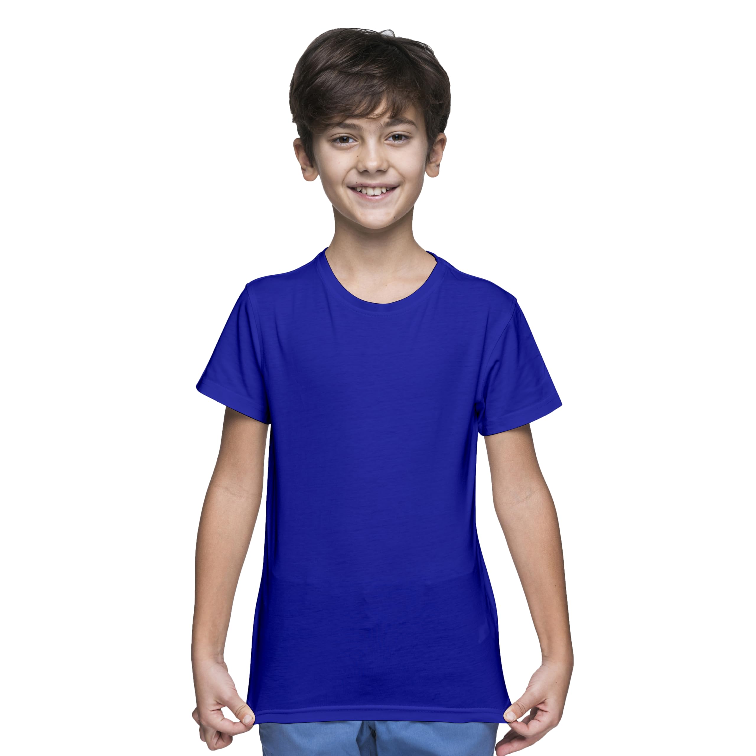 Cotton Short Sleeve Versatile Round Neck T-shirt for Boys and Girls - Plain, Perfect Comfortable Tee for School, Play, and Casual Wear